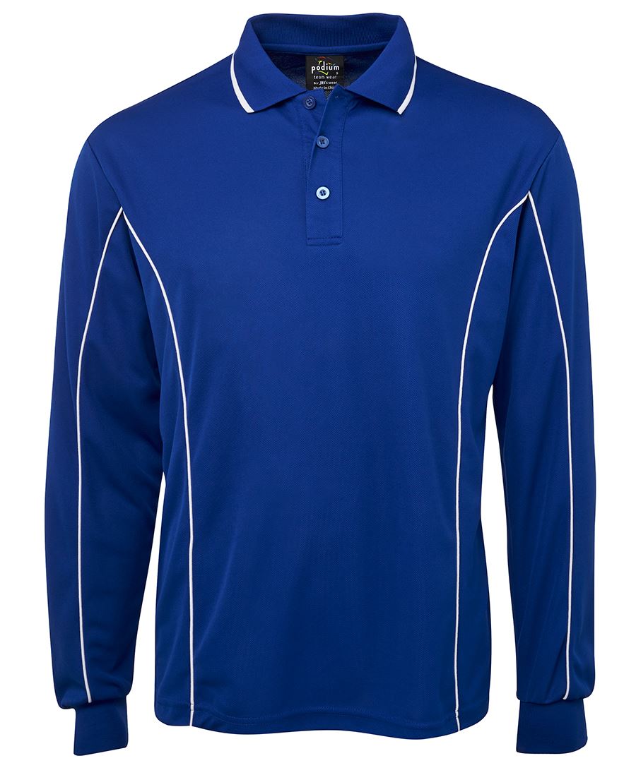 Podium L/S Piping Polo Black/Red-2Xs