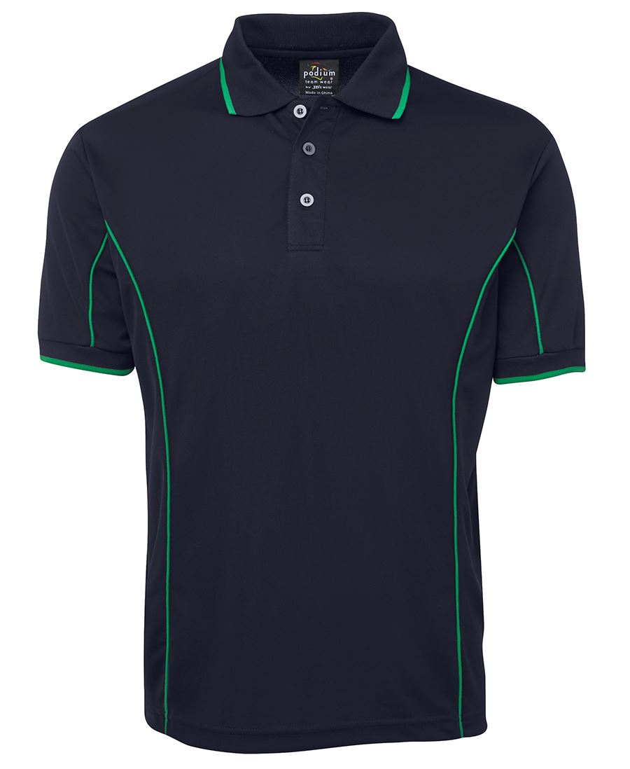 Podium S/S Piping Polo Forest/White-2Xs