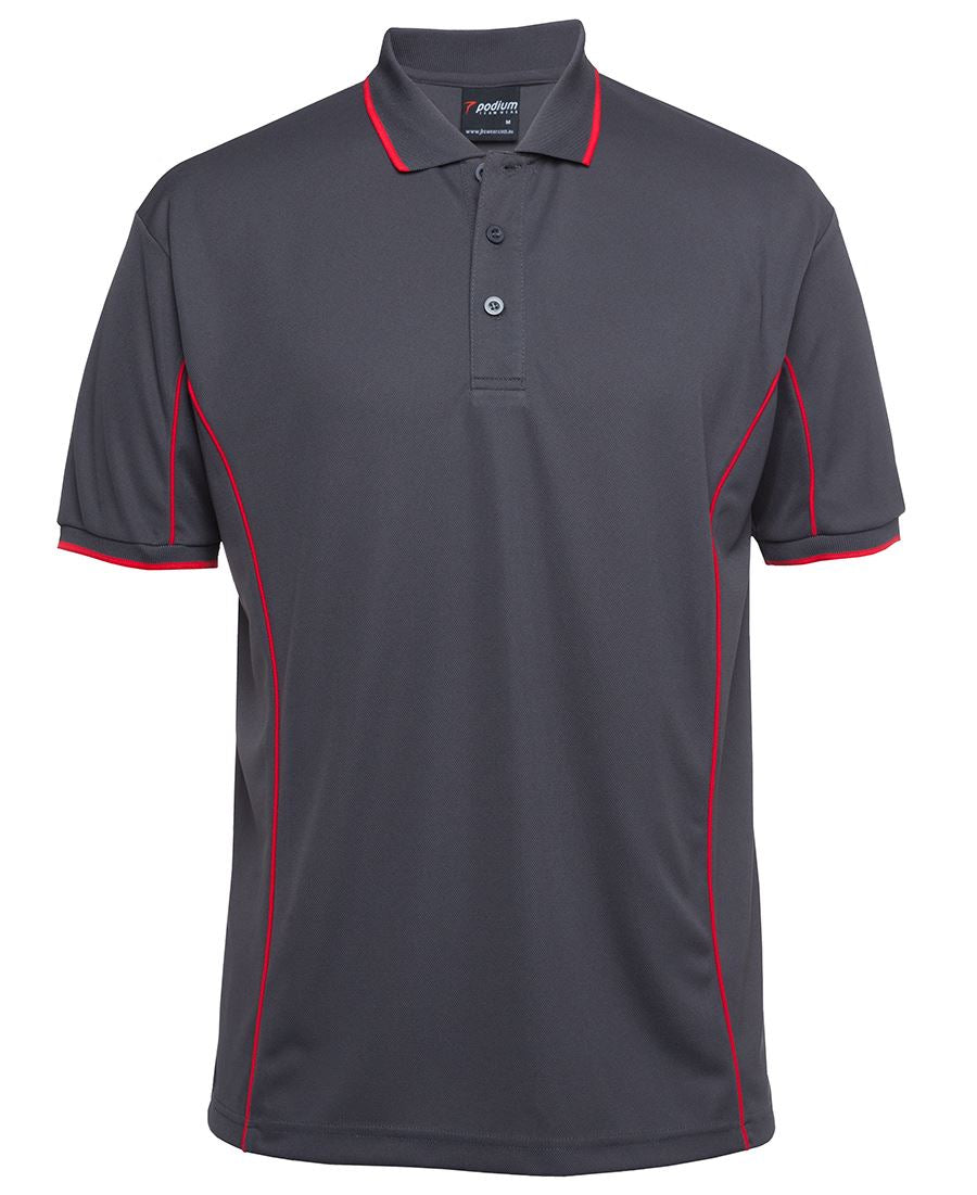 Podium S/S Piping Polo Forest/White-2Xs