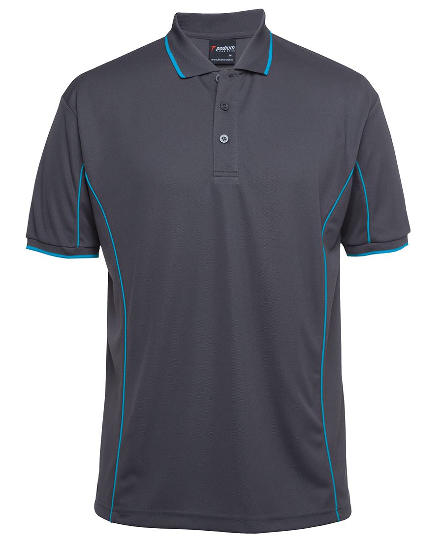 Podium S/S Piping Polo Forest/White-2Xs