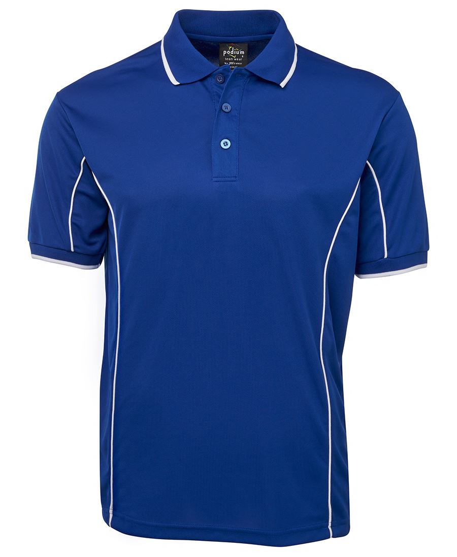 Podium S/S Piping Polo Forest/White-2Xs