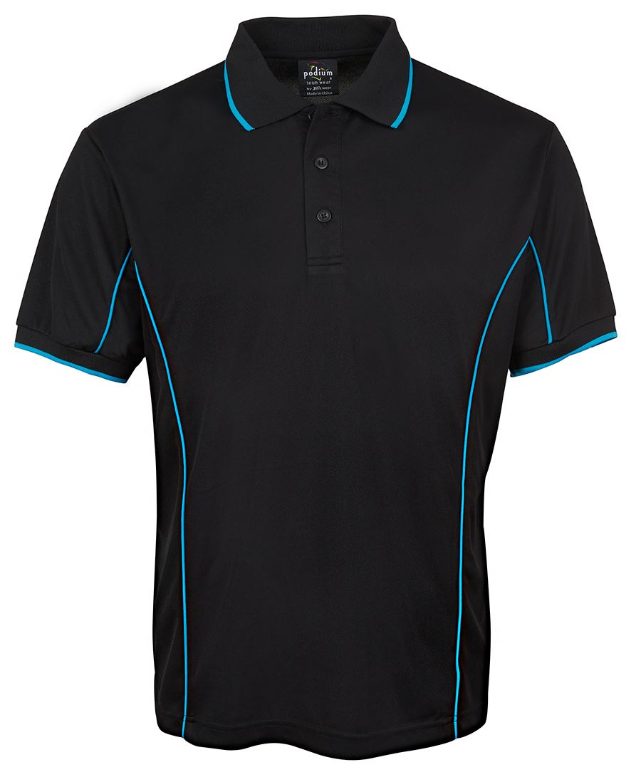Podium S/S Piping Polo Forest/White-2Xs