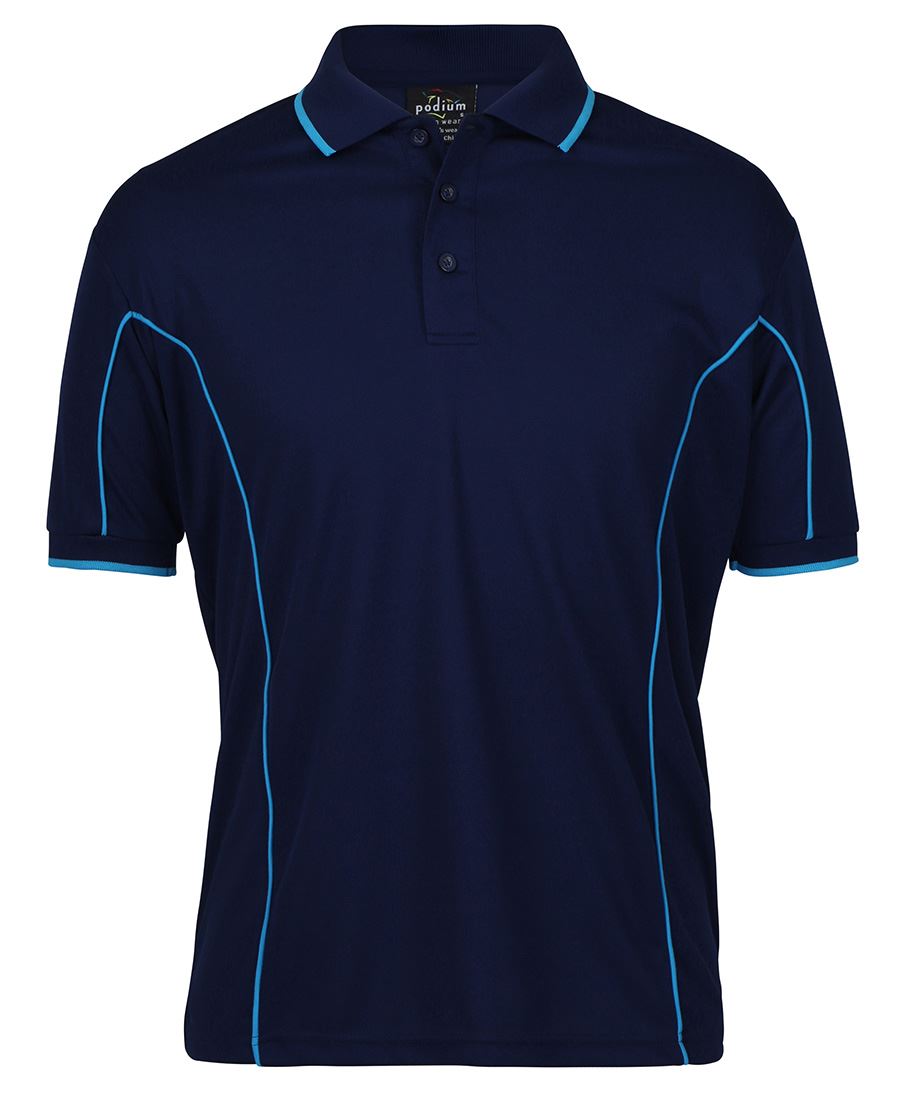 Podium S/S Piping Polo Forest/White-2Xs
