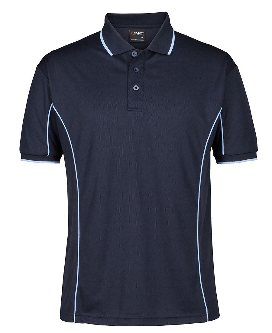Podium S/S Piping Polo Forest/White-2Xs