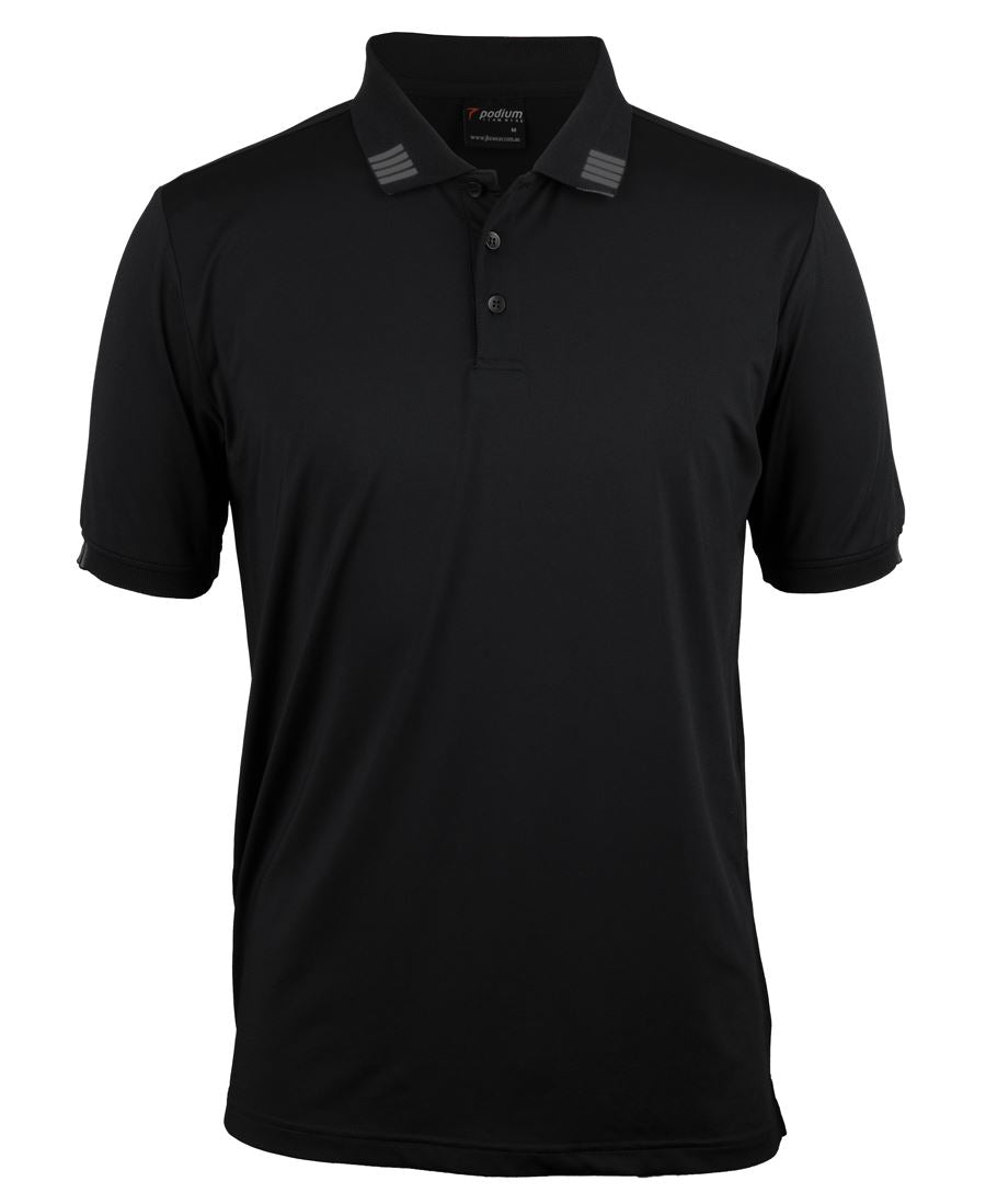 Podium 4 Stripe S/S Stretch Polo Black/Charcoal
