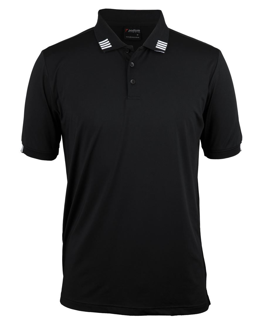 Podium 4 Stripe S/S Stretch Polo Black/Charcoal