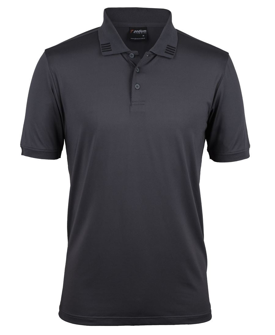 Podium 4 Stripe S/S Stretch Polo Black/Charcoal