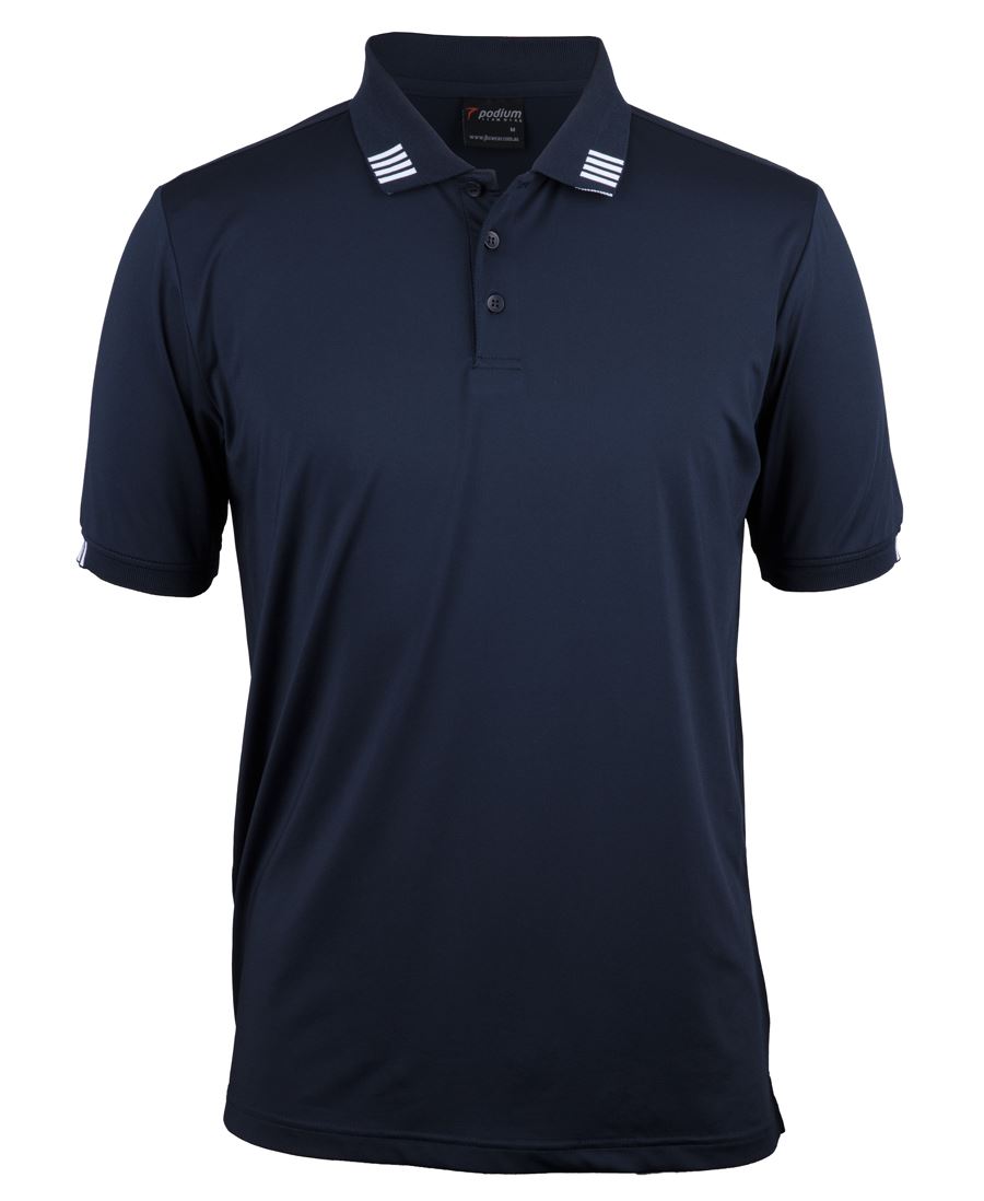 Podium 4 Stripe S/S Stretch Polo Black/Charcoal