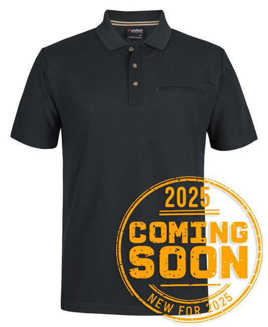 Podium S/S Recycled Polyester Pocket Polo Black