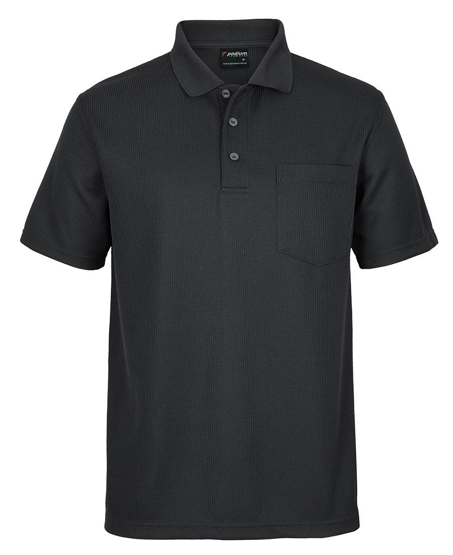 Podium Waffle Pocket Polo Black-S