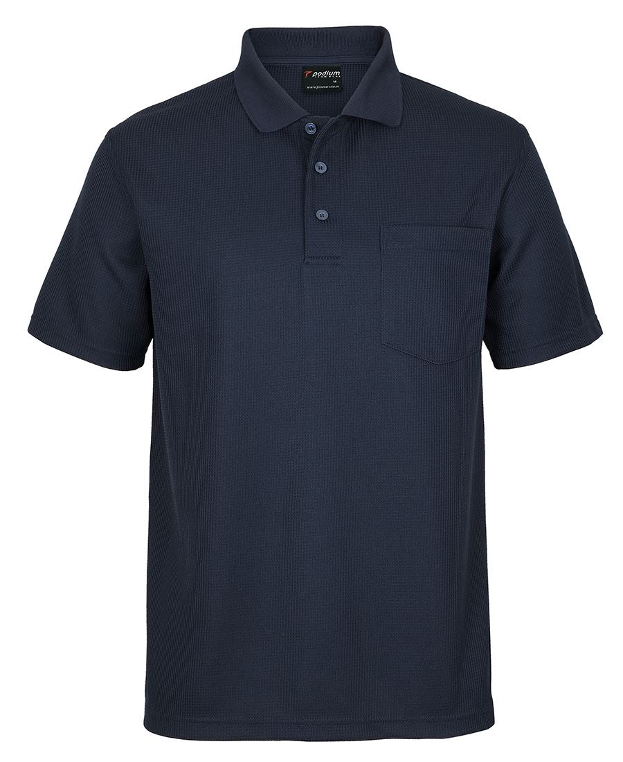 Podium Waffle Pocket Polo Black-S
