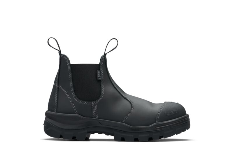 Blundstone 8001 RotoFlex Black water-resistant Platinum leather TPU elastic side safety boot
