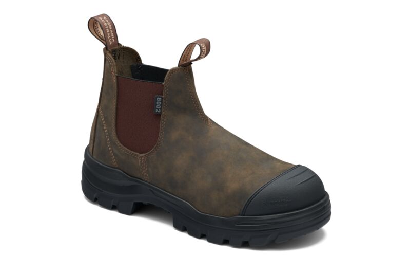 Blundstone 8002 RotoFlex Rustic brown water-resistant nubuck TPU elastic side safety boot