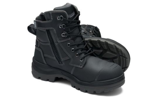 Blundstone 8071 RotoFlex Black water-resistant Platinum leather TPU 150mm zip sided safety boot