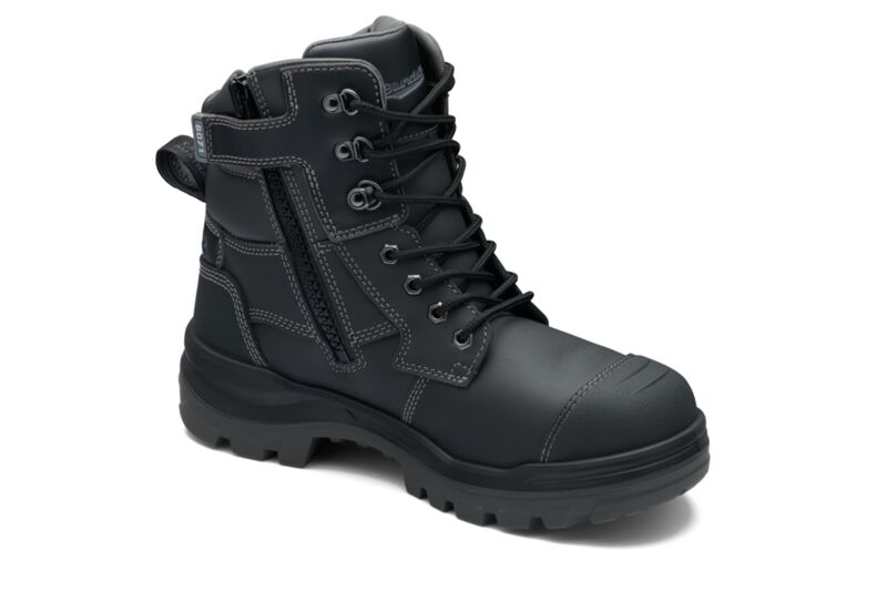 Blundstone 8071 RotoFlex Black water-resistant Platinum leather TPU 150mm zip sided safety boot