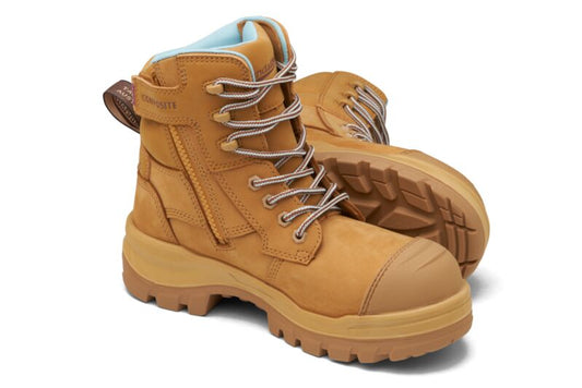 Blundstone 8860 RotoFlex Wheat water-resistant nubuck 150mm zip side women's safety boot