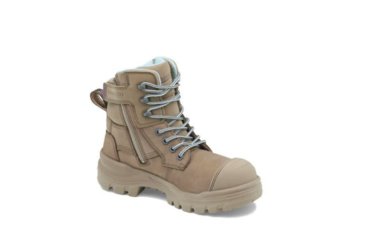 Blundstone 8863 RotoFlex Stone water-resistant nubuck 150mm zip side women's safety boot