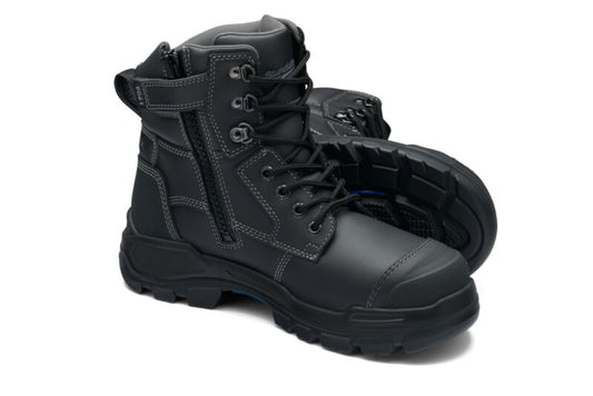 Blundstone 9061 RotoFlex Black water-resistant Platinum leather PU/R 150mm zip sided safety boot