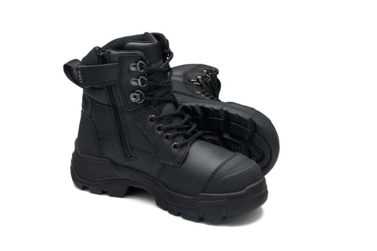 Blundstone 9961 RotoFlex Black water-resistant Platinum leather PU/R 150mm zip sided women's safety boot