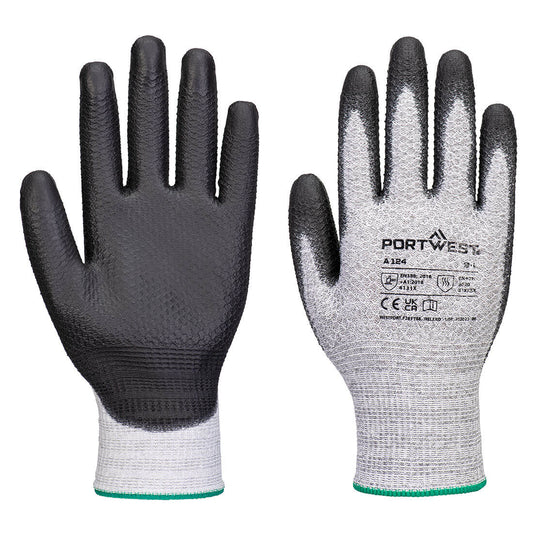 Portwest Grip 13 PU Diamond Knit Glove (Pk12) in Grey/Black