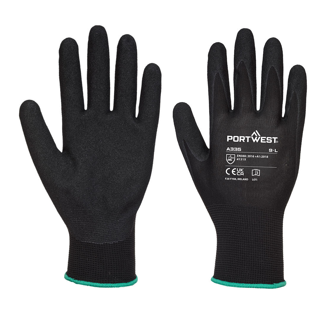 Portwest Dermi-Grip NPR15 Nitrile Sandy Glove in Black
