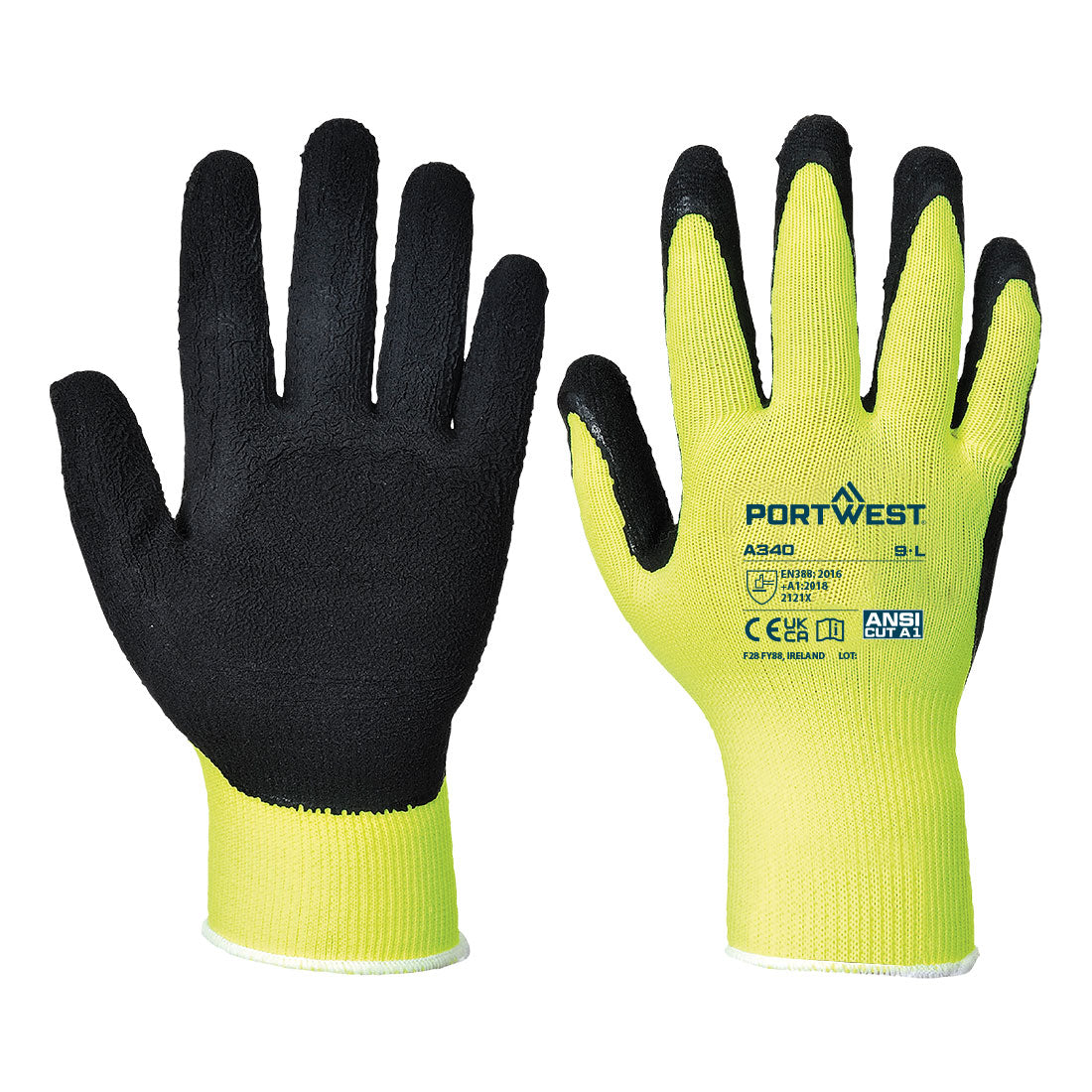 Portwest Hi-Vis Grip Glove - Latex in Yellow