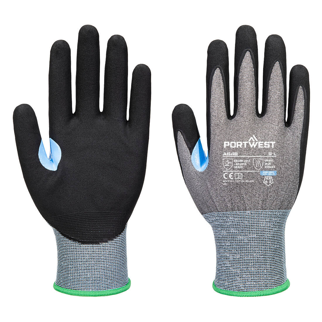 Portwest CS Cut D21 Nitrile Glove in Grey/Black