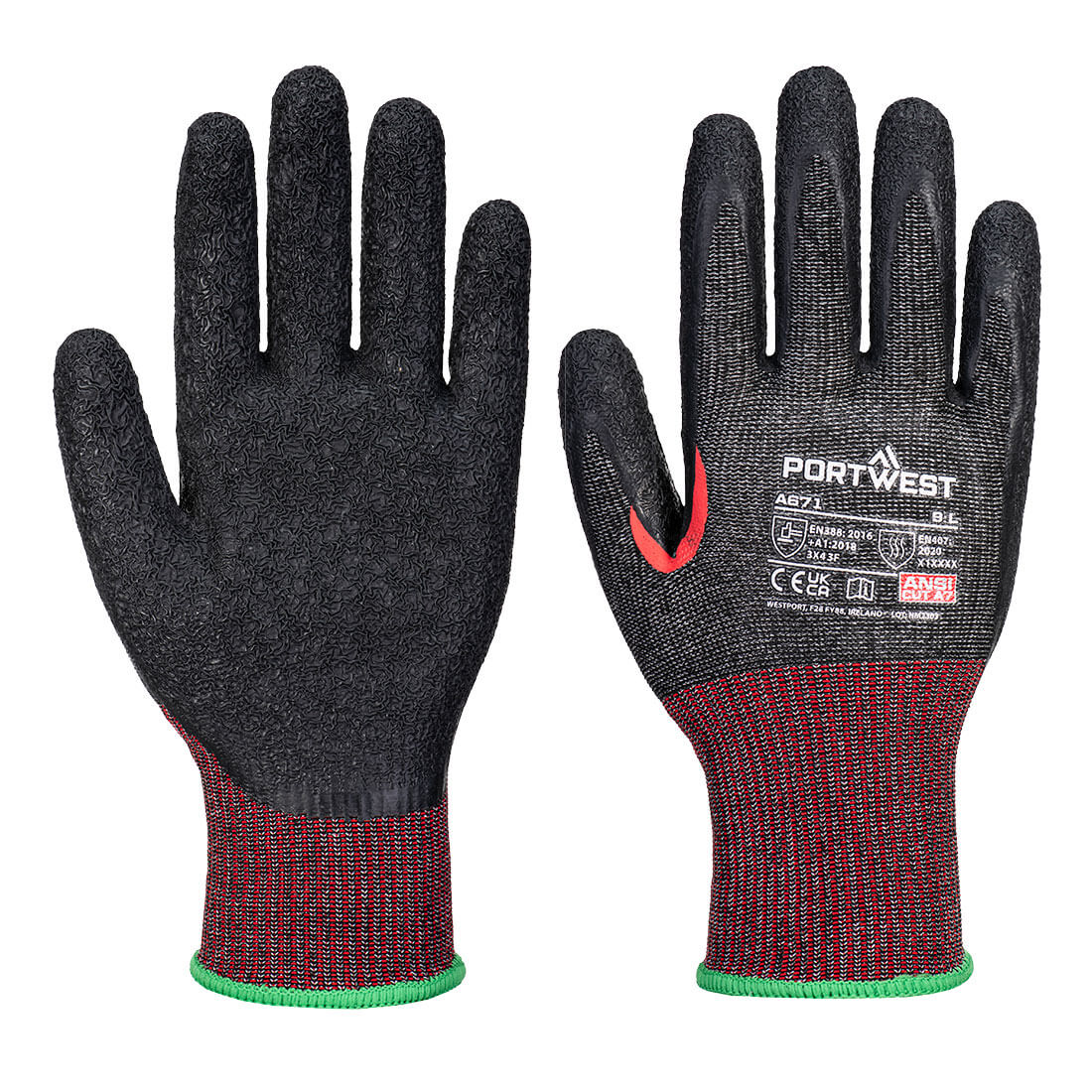 Portwest CS Cut F13 Latex Glove in Black
