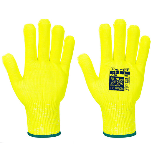 Portwest Cut D13 Hi-Vis Liner Glove in Yellow