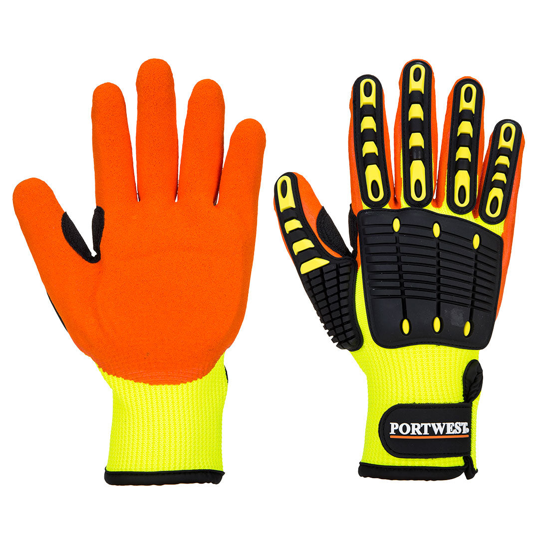 Portwest Impact 15 Nitrile Reinforced Palm Glove in Yellow/Orange