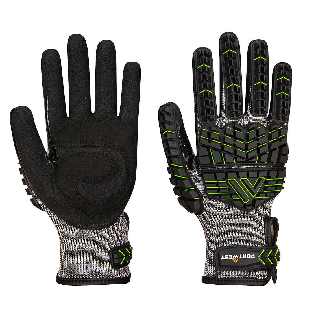 Portwest VHR15 Nitrile Foam Impact Glove in Black/Green