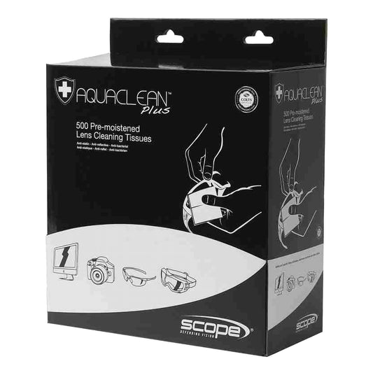 Scope Optics Aqua Clean Plus Dispenser Box - 500 Pre-Moistened Wipes