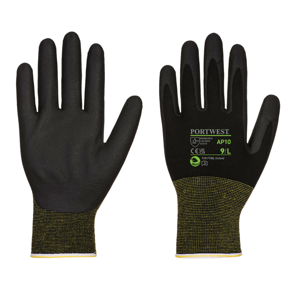 Portwest Grip 15 Nitrile Foam Bamboo Glove  (Pk12) in Black
