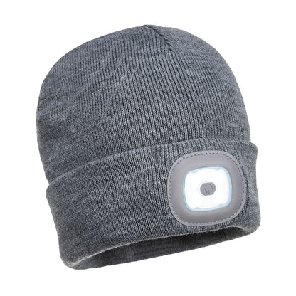 Portwest Beanie LED Head Light USB Rechargeable in Grey
