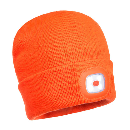 Portwest Beanie LED Head Light USB Rechargeable in Orange