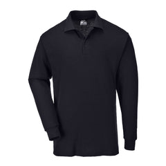 Portwest Genoa Long Sleeved Polo Shirt in Black