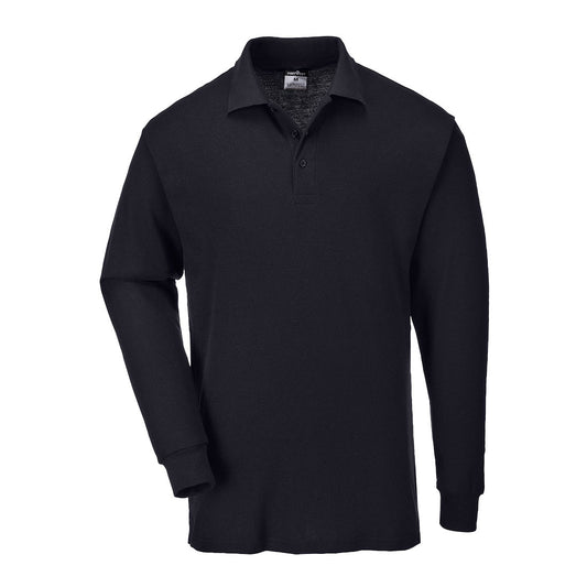 Portwest Genoa Long Sleeved Polo Shirt in Black