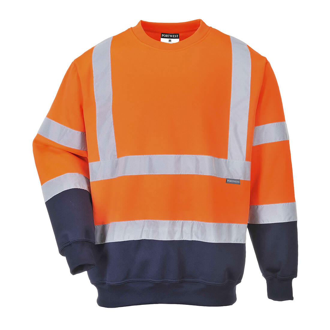Portwest Hi-Vis Contrast Sweatshirt in Orange/Navy