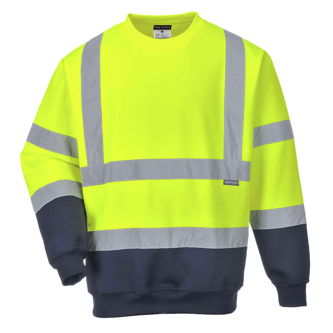 Portwest Hi-Vis Contrast Sweatshirt in Yellow/Navy
