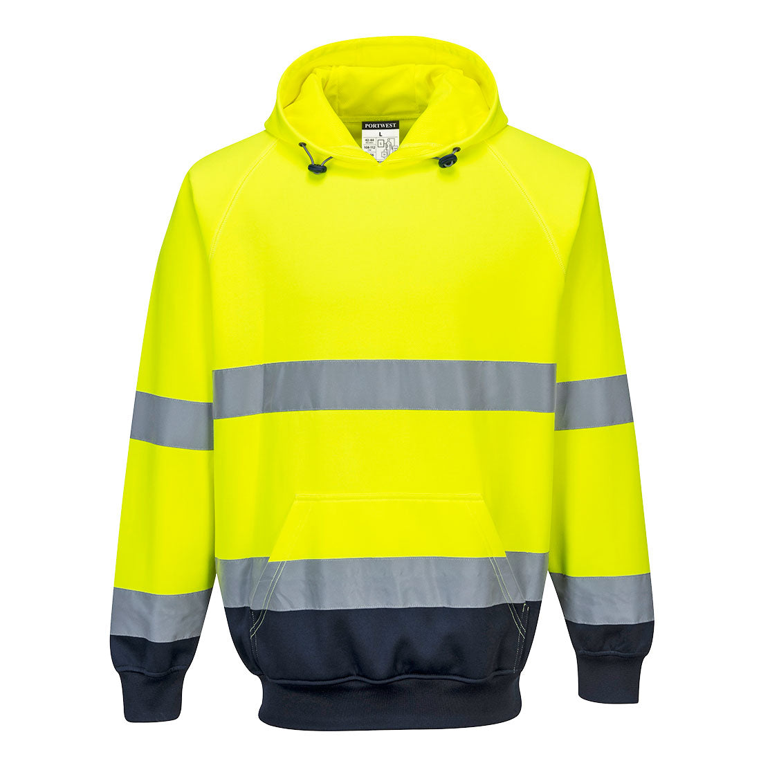Portwest Hi-Vis Contrast Hoodie in Yellow/Navy