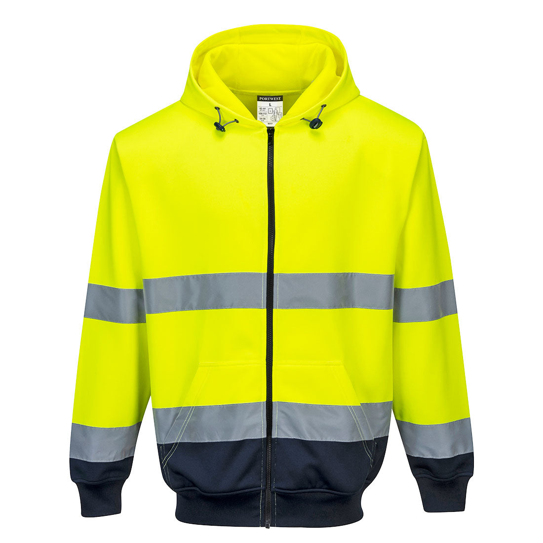 Portwest Hi-Vis Contrast Zipped Hoodie in Yellow/Navy