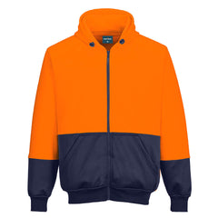 Portwest Hi-Vis Contrast Zipped Class D Hoodie in Orange/Navy