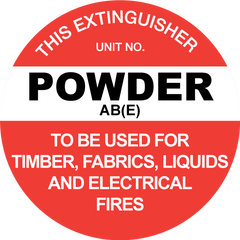 This Extinguisher: Powder AB(E), Disc Sign - Safety Sign