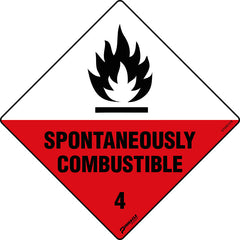 Spontaneously Combustible 4 Sign - Safety Sign