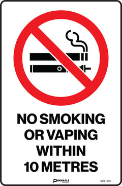 No Smoking Or Vaping Within 10m Sign - Safety Sign