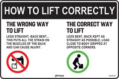 How To Lift Correctly (With Pictos) Sign - Safety Sign