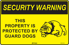 Security Warning This Property Is Protected By Guard Dogs Sign - Safety Sign
