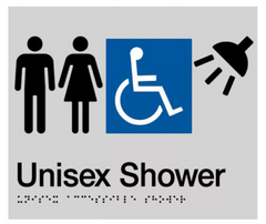 Sign, Unisex Wheelchair Accessible Shower, , Blue/White PVC - Safety Sign