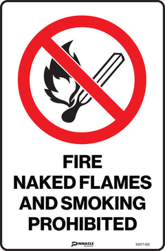Fire Naked Flames And Smoking Prohibited Sign - Safety Sign