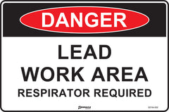 Danger Lead Work Area, Respirator Required Sign - Safety Sign